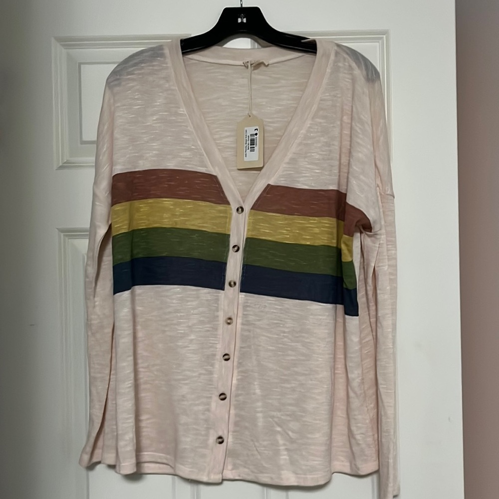 Just peachy striped knit cardigan